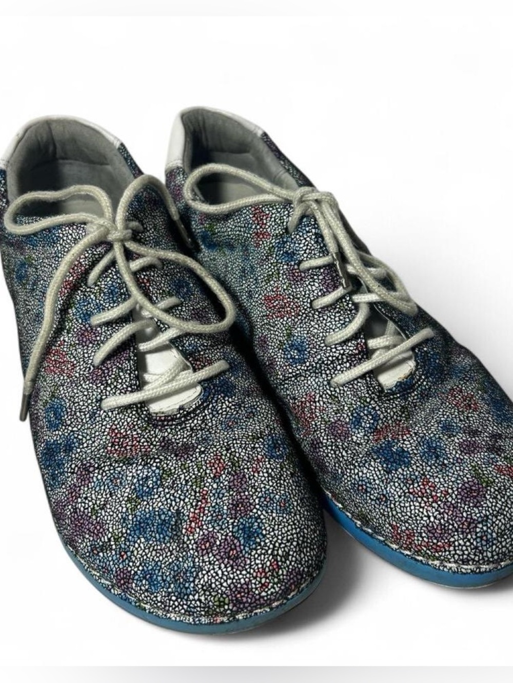 Alegria Essence vibrant multicolor floral lace up leather shoes sneakers